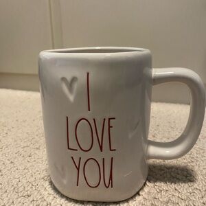 Rae Dunn Cream Mug with Red 'I Love You' Text